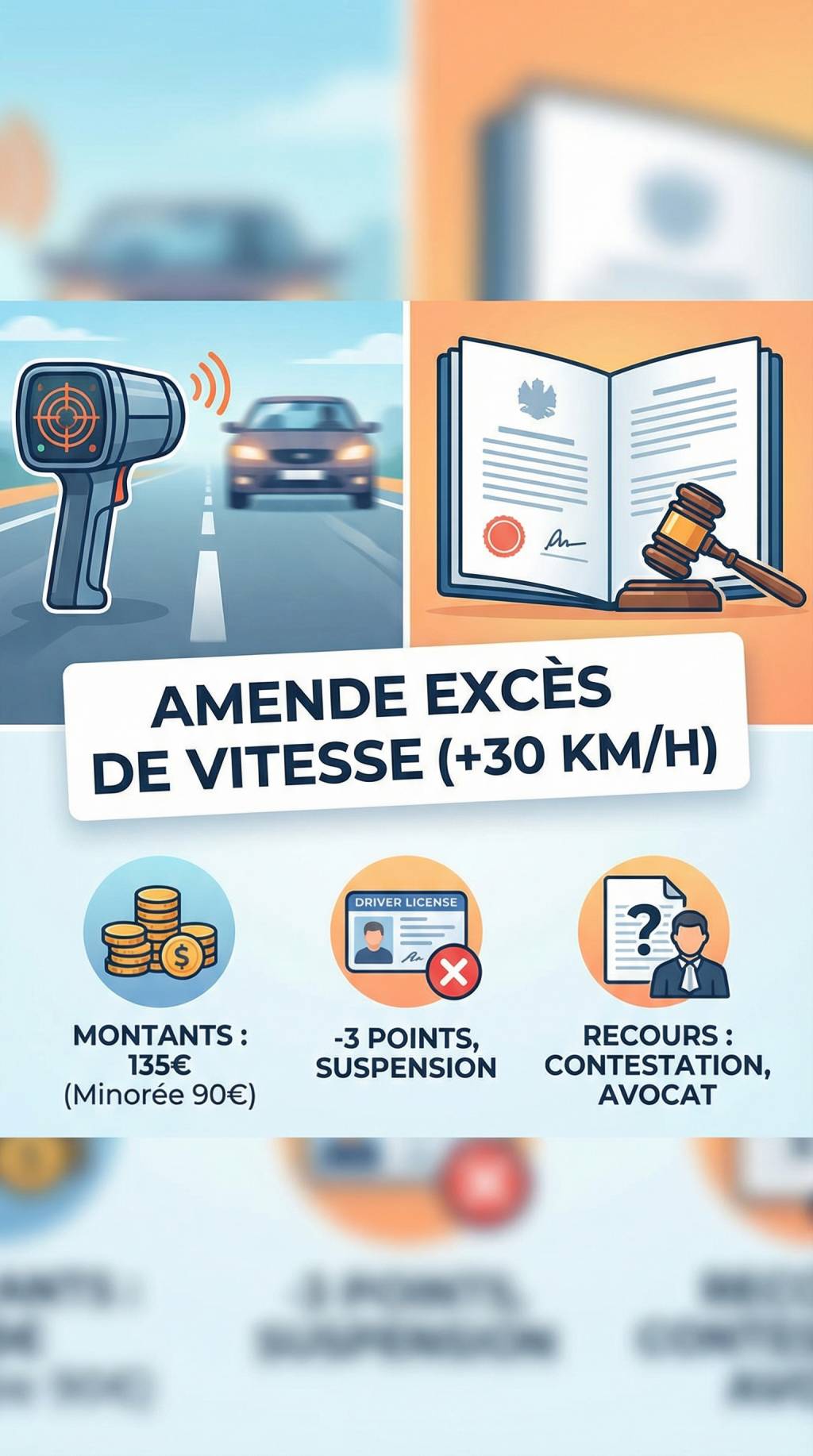 Amende pour exces de vitesse de 30km h quels montants, peines et recours possibles